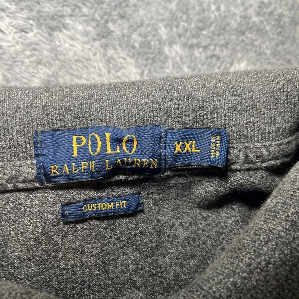 Polo Ralph Lauren Men's 2XL Custom Fit Grey Short Sleeve Shirt White Pony